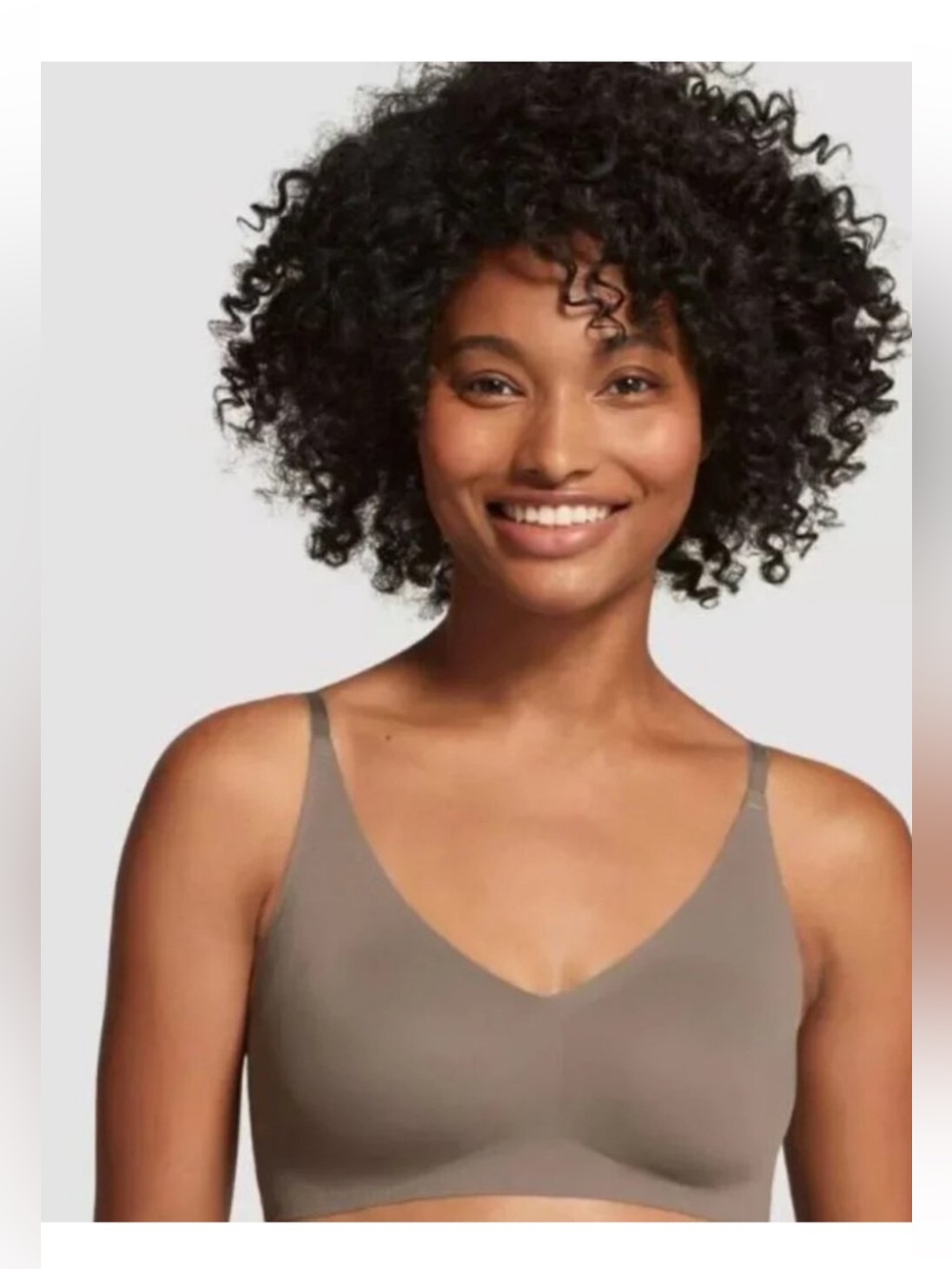 True & Co Triangle Seamless V-Neck Wireless Bra in Muse Gray(S/P)